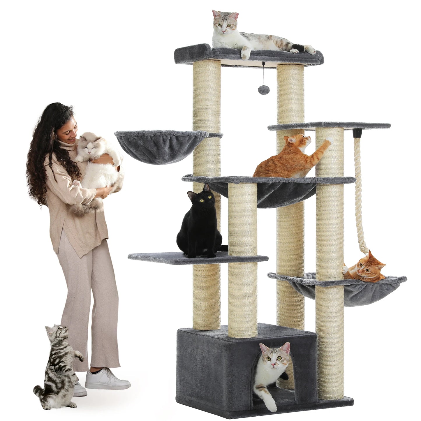 PEQULTICN Multi Level Cat Tree Scratching Posts Condo