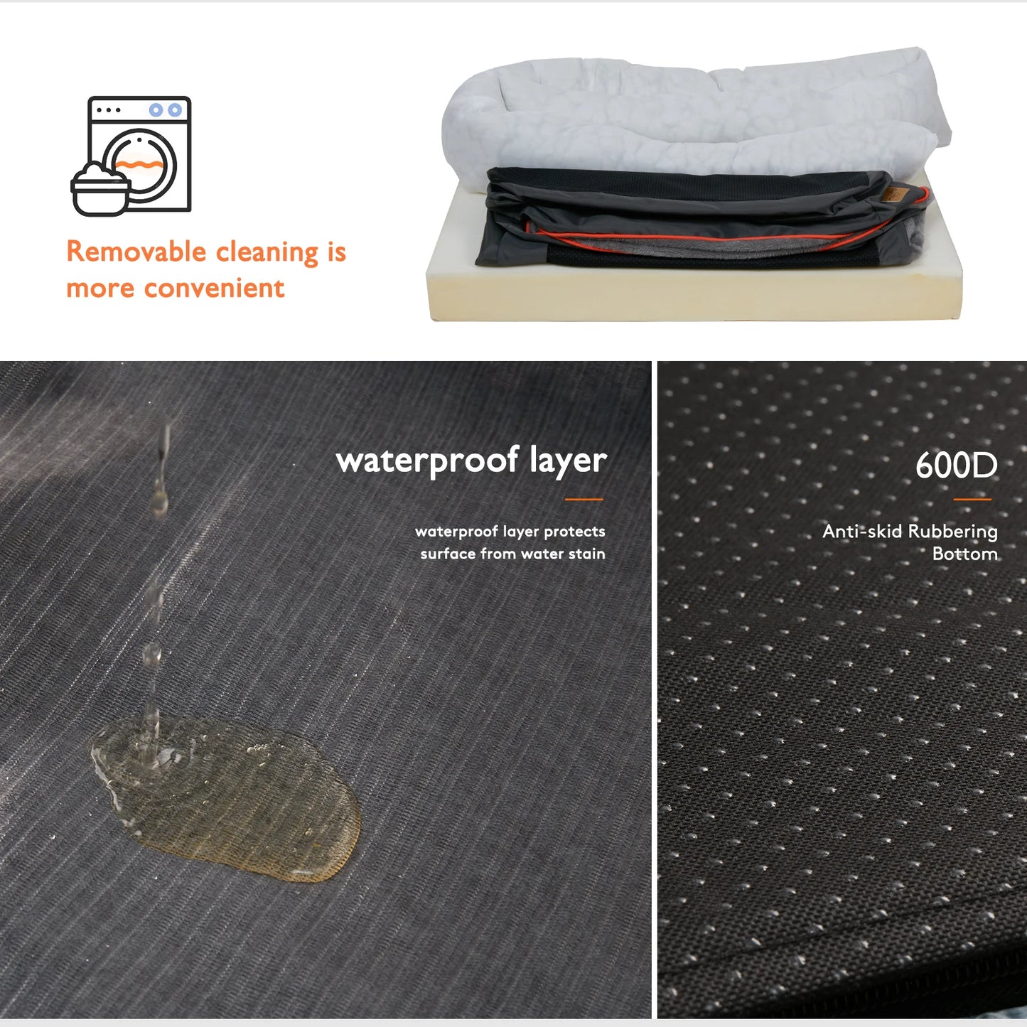 BINGOPAWCN Super Soft Orthopedic Foam Dog Bed With Removable Cover