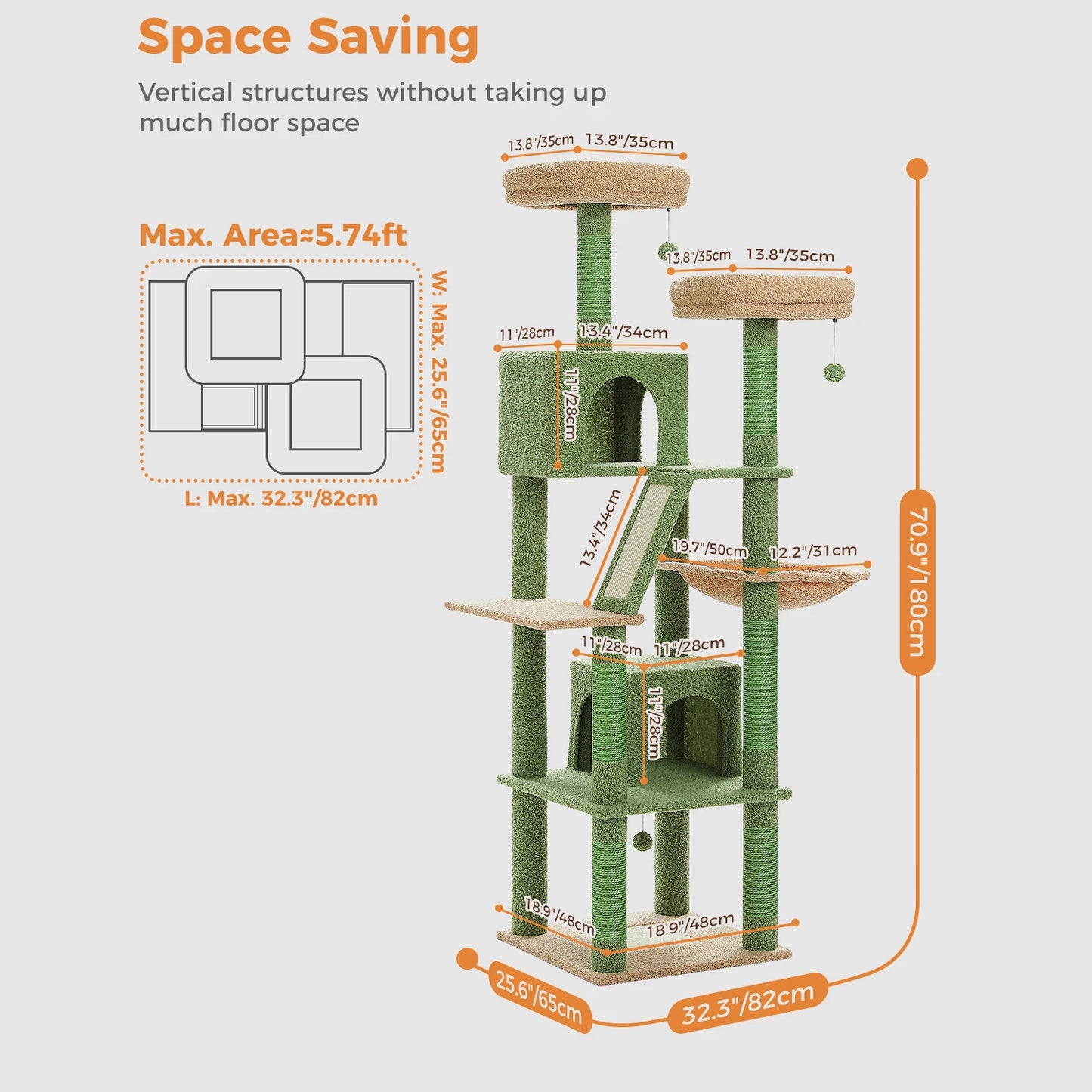 PEQULTICN Multi Level Cat Tree Tower With Condo And Hammock