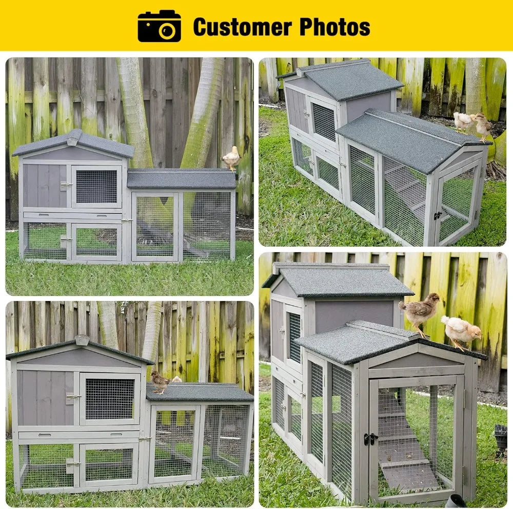 XMSJ Expandable Wooden Chicken Coop For 2 Chickens Outdoor Henhouse
