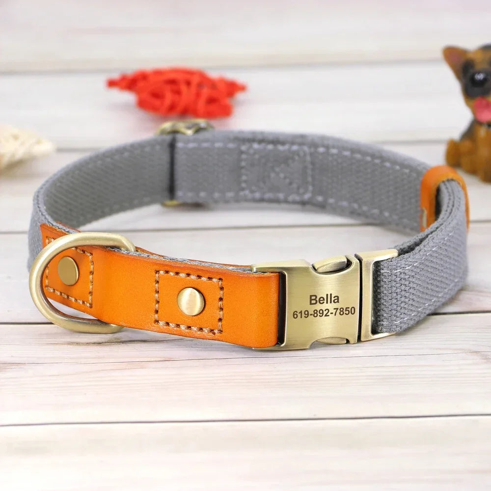 Pet Artist Personalized Nylon Dog Collar Leash Set Engraving