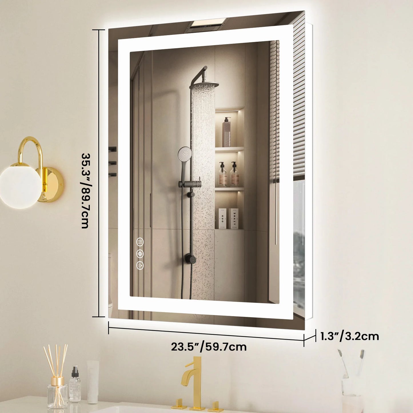 JHK LED Bathroom Vanity Mirror With Memory Function Front And Backlit