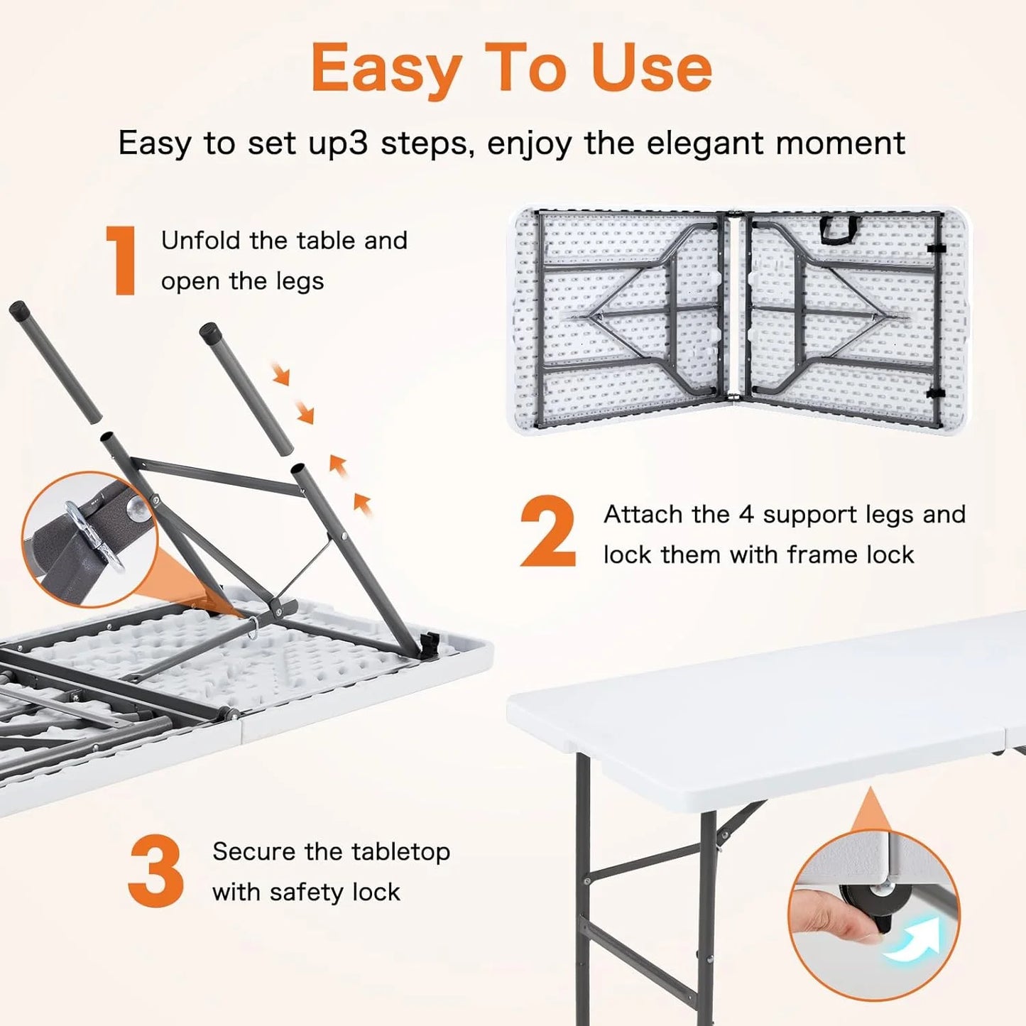 Foldable Picnic Table Portable Outdoor Camping With Carry Handle