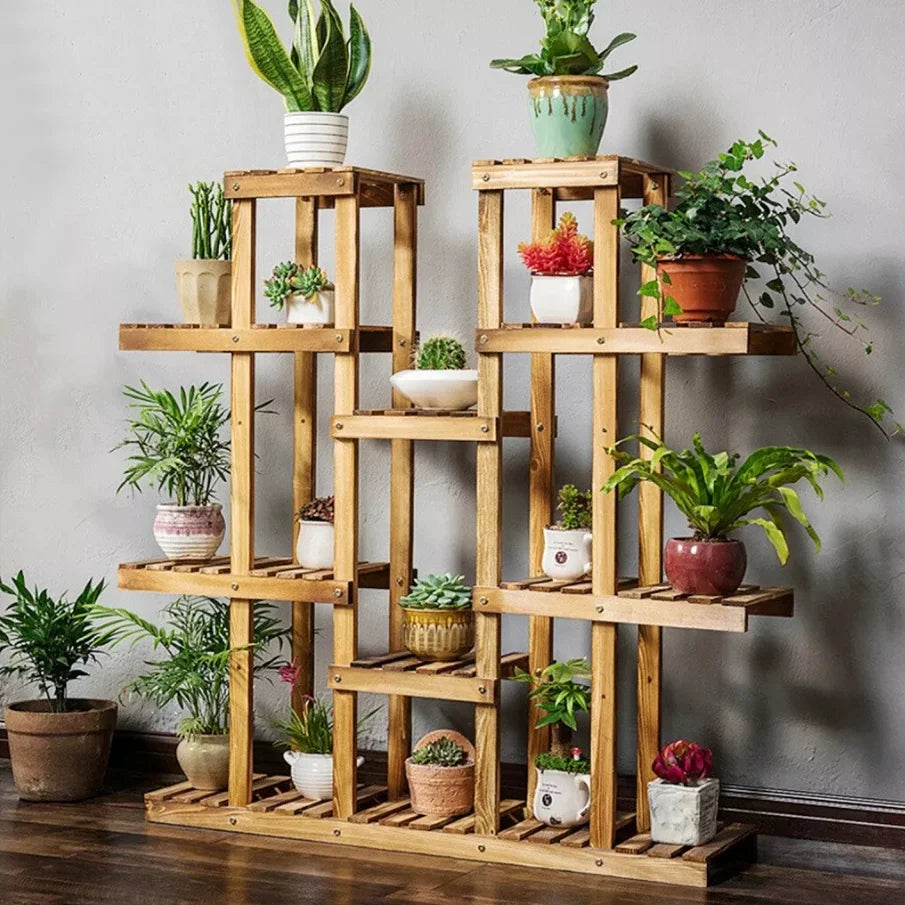 Wisfor Wooden Plant Shelf Multi Tier Flower Pot Stand Outdoor