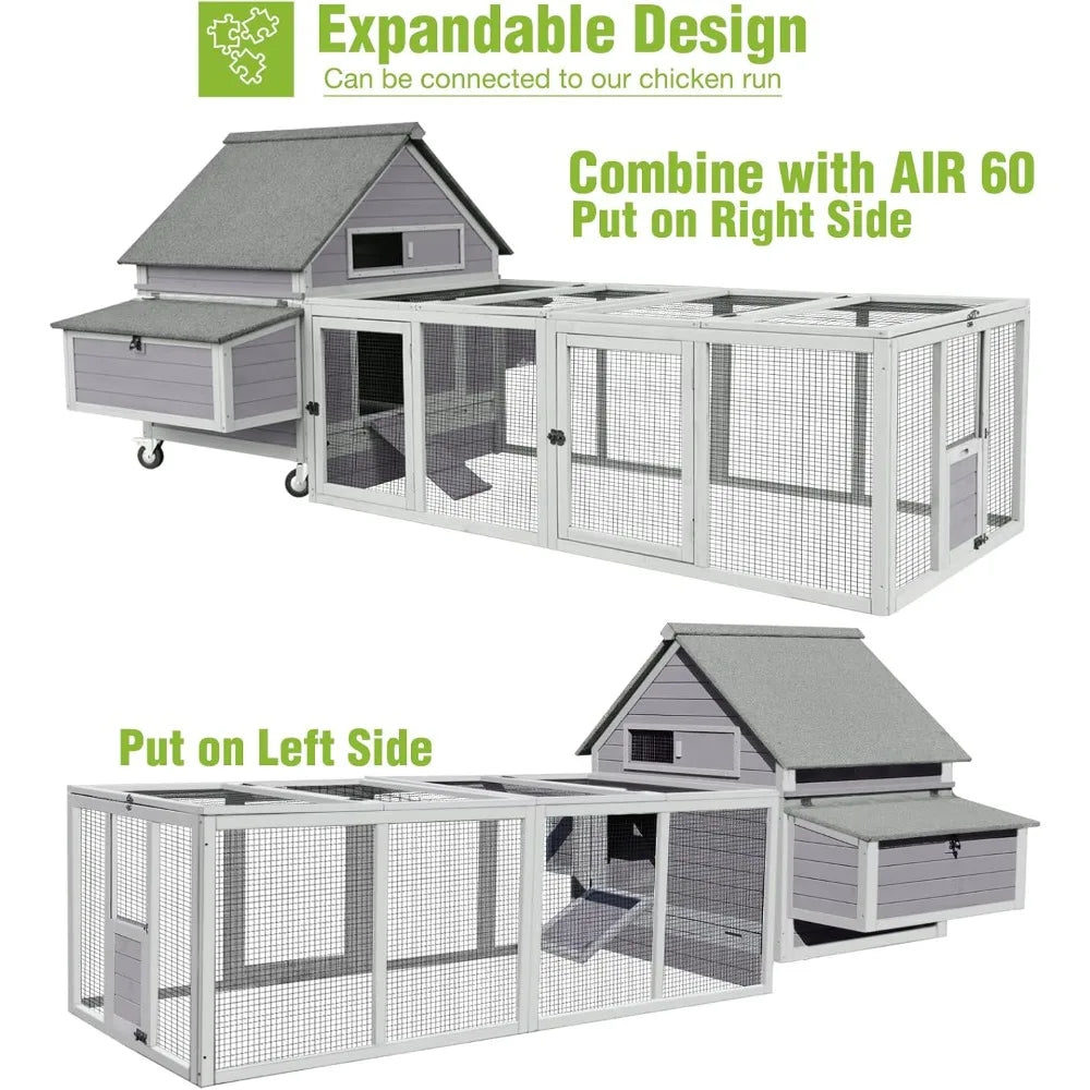 DAFIFY Mobile Chicken Coop On Wheels With 6 Nesting Boxes
