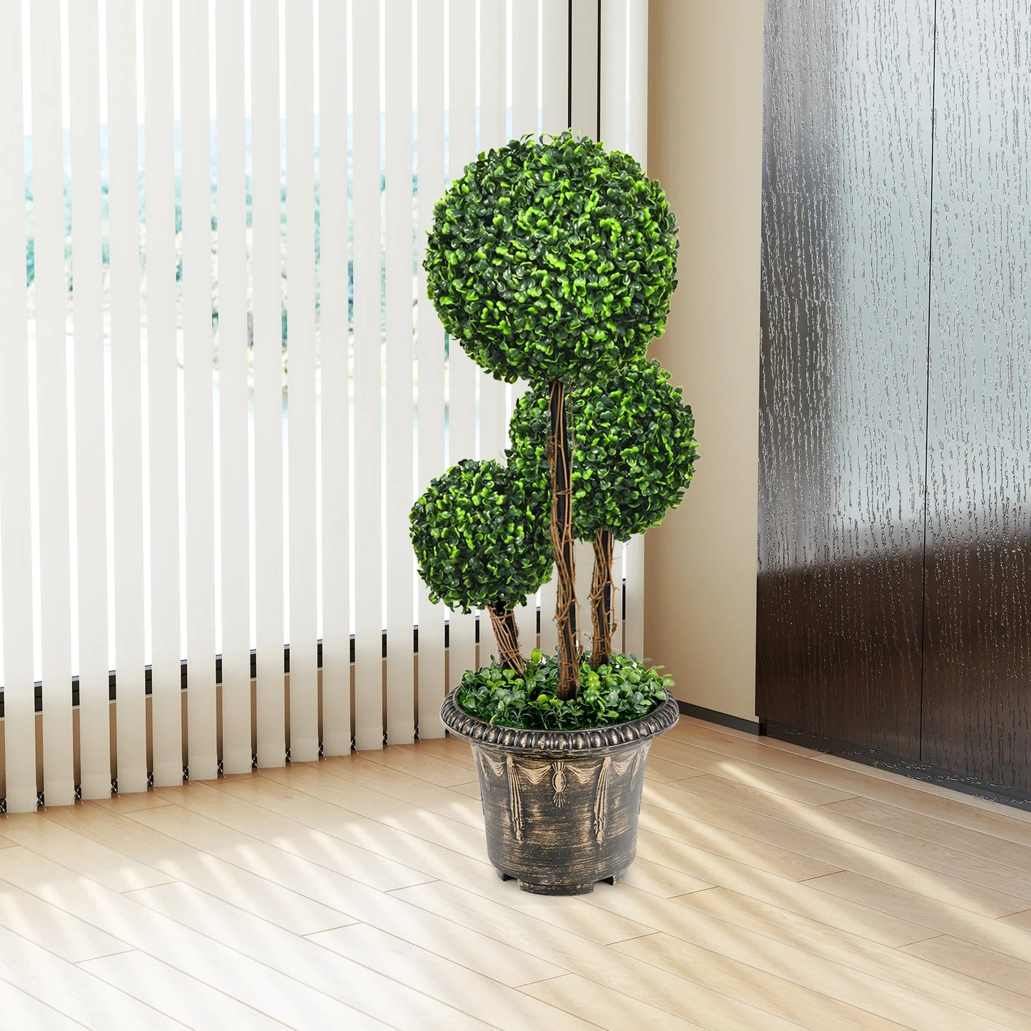 LIFEZEAL Artificial Topiary Triple Ball Tree Indoor Outdoor UV Resistant