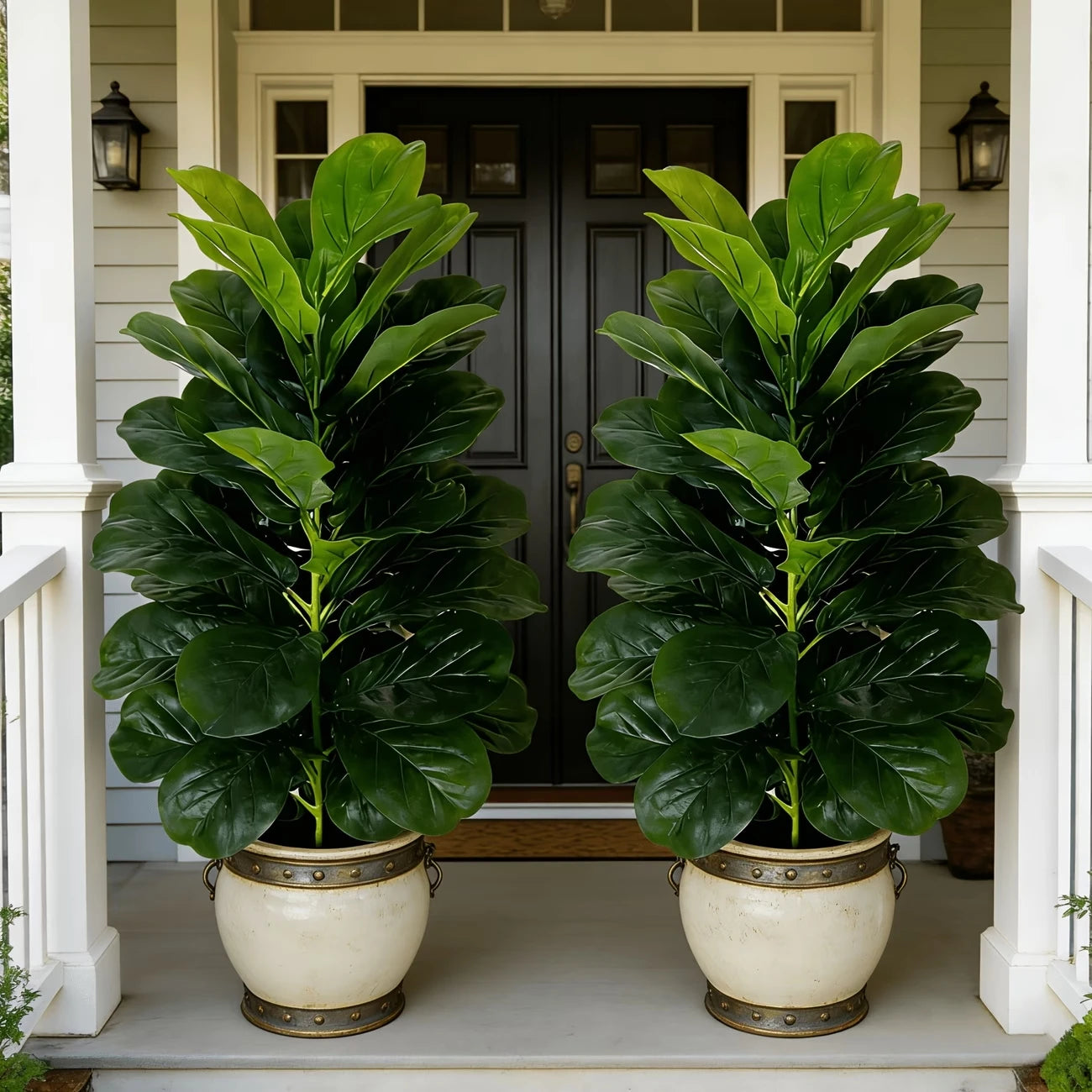 Artificial Fiddle Leaf Fig Tree 2 Pack With Geometric Pot