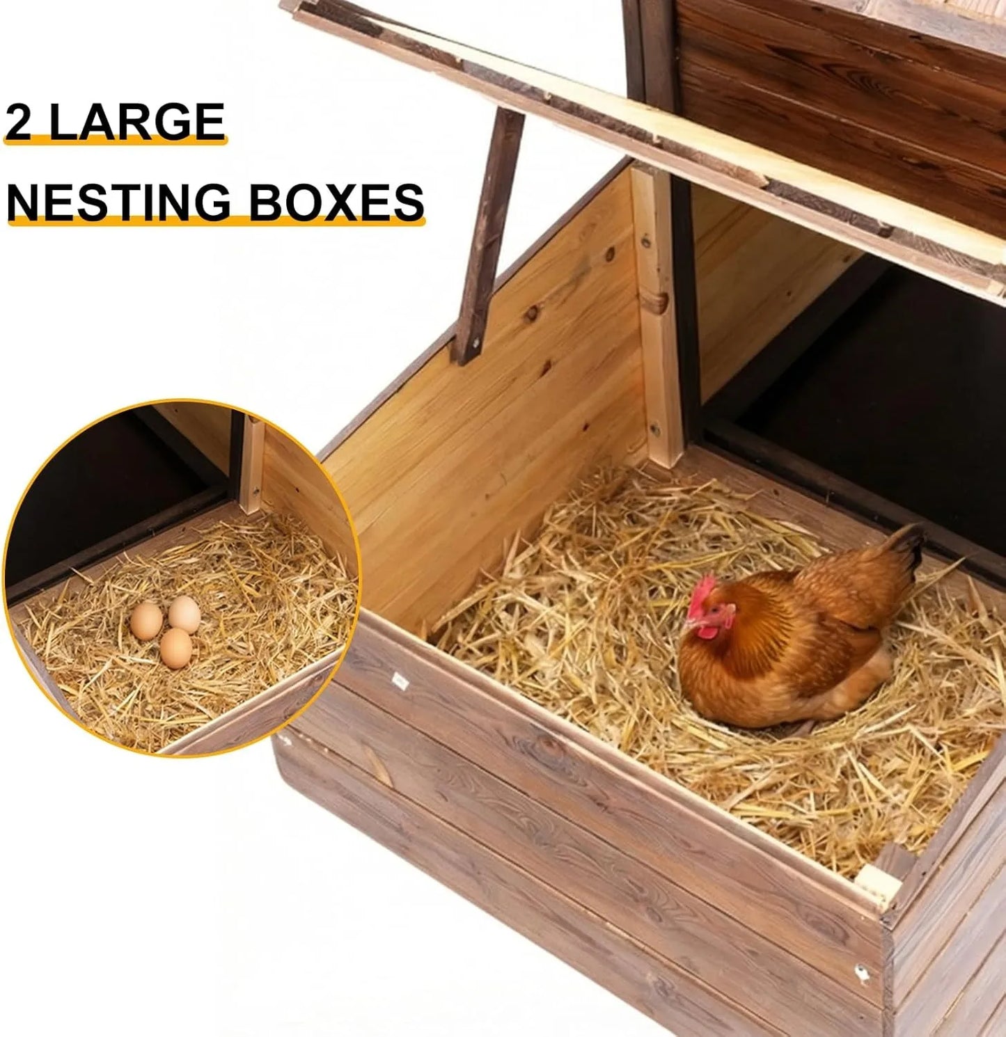 Chicken Coop With Two Nesting Boxes Wooden Outdoor Hen House