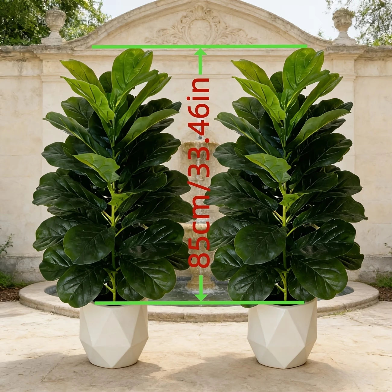 Artificial Fiddle Leaf Fig Tree 2 Pack With Geometric Pot