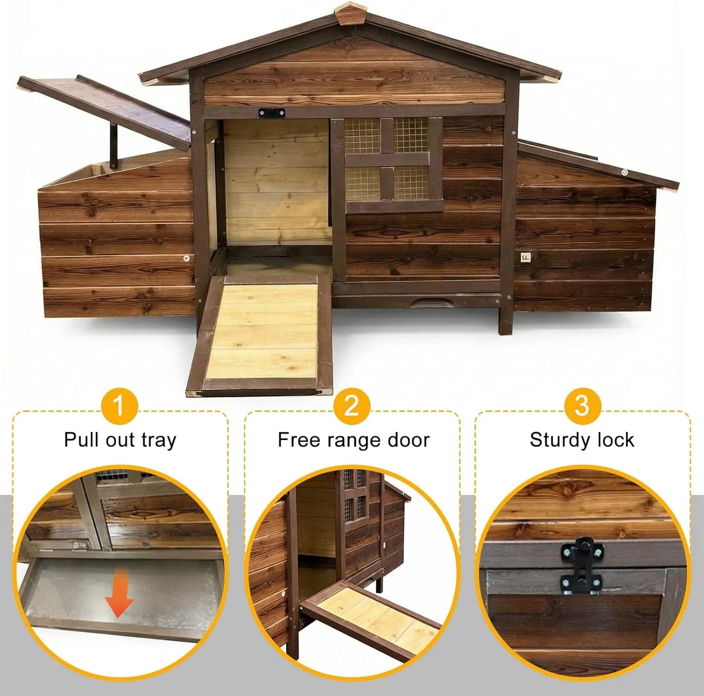 Chicken Coop With Two Nesting Boxes Wooden Outdoor Hen House