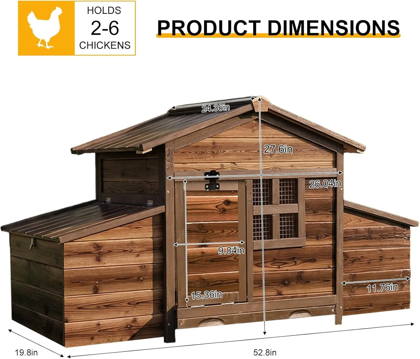 Chicken Coop With Two Nesting Boxes Wooden Outdoor Hen House