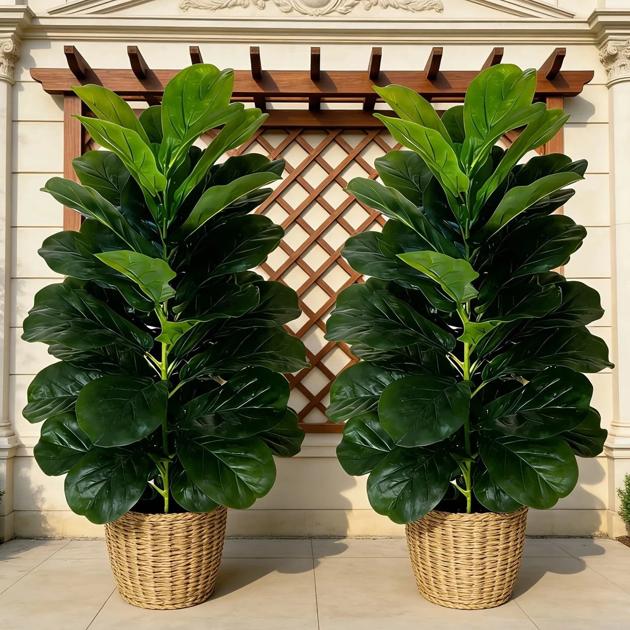 Artificial Fiddle Leaf Fig Tree 2 Pack With Geometric Pot