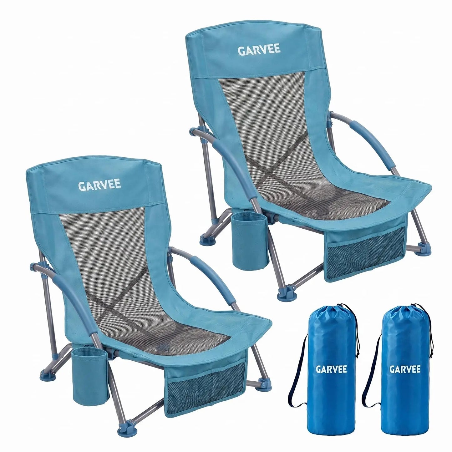 Low Profile Portable Folding Beach Chair With Cup Holder