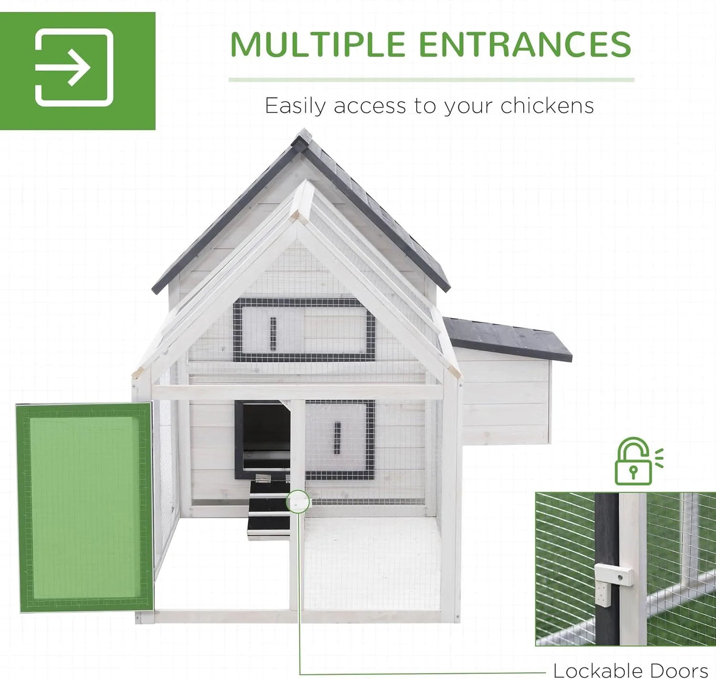 Wooden Chicken Coop With Detachable Run Nesting Box