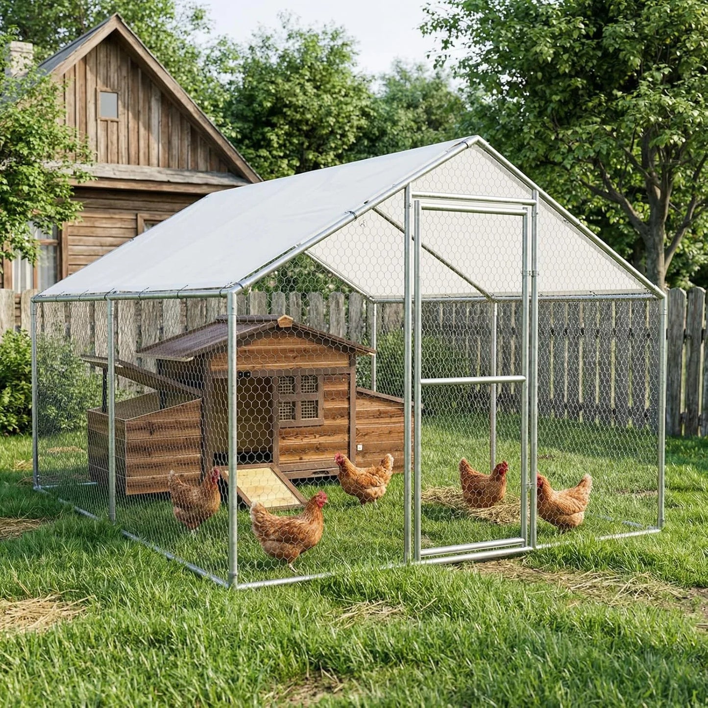 Chicken Coop With Two Nesting Boxes Wooden Outdoor Hen House