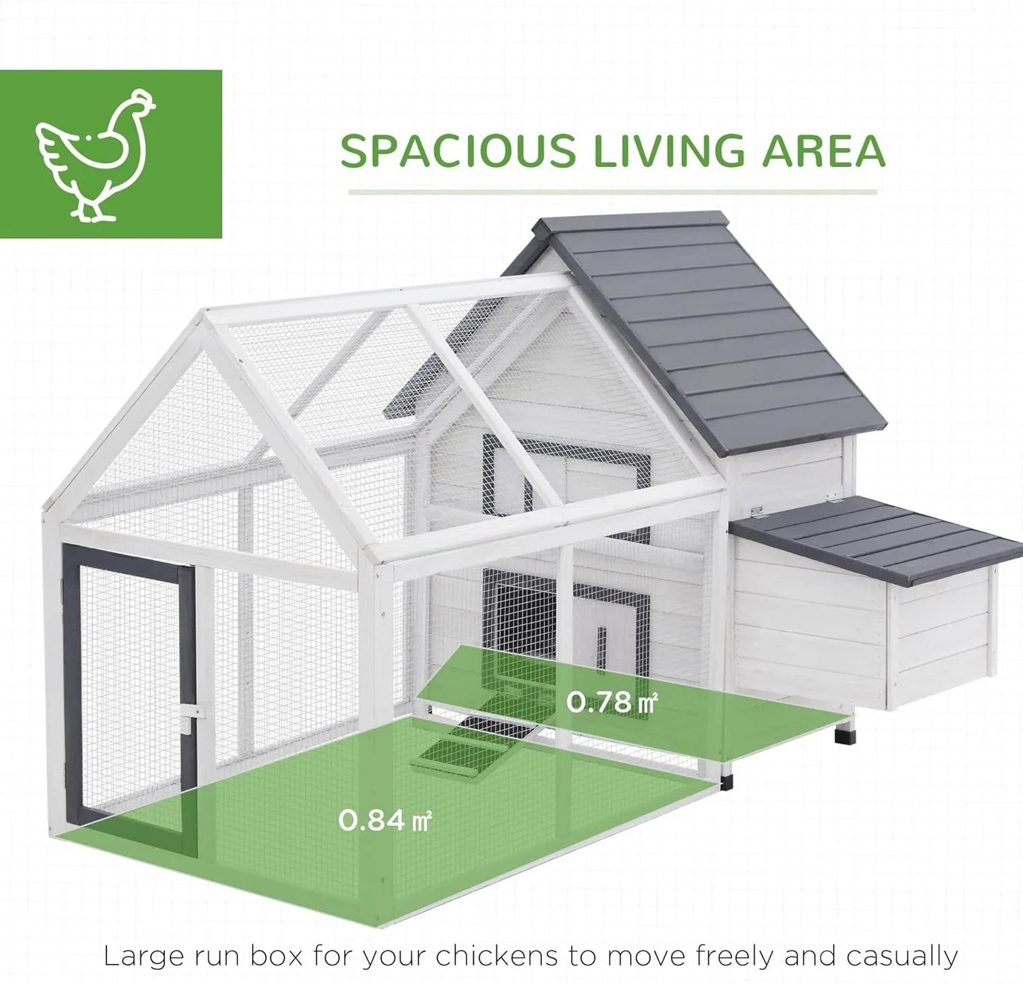 Wooden Chicken Coop With Detachable Run Nesting Box
