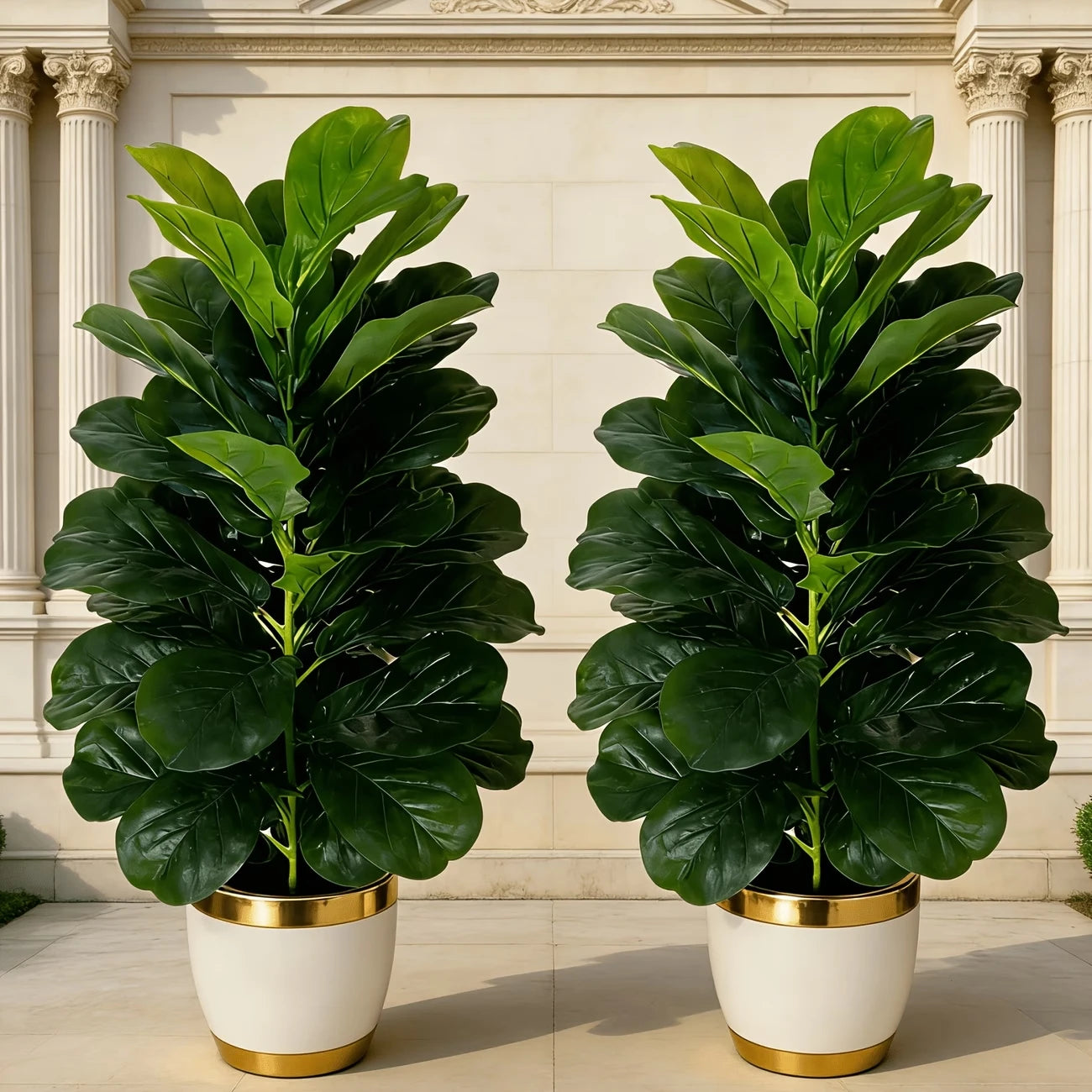 Artificial Fiddle Leaf Fig Tree 2 Pack With Geometric Pot
