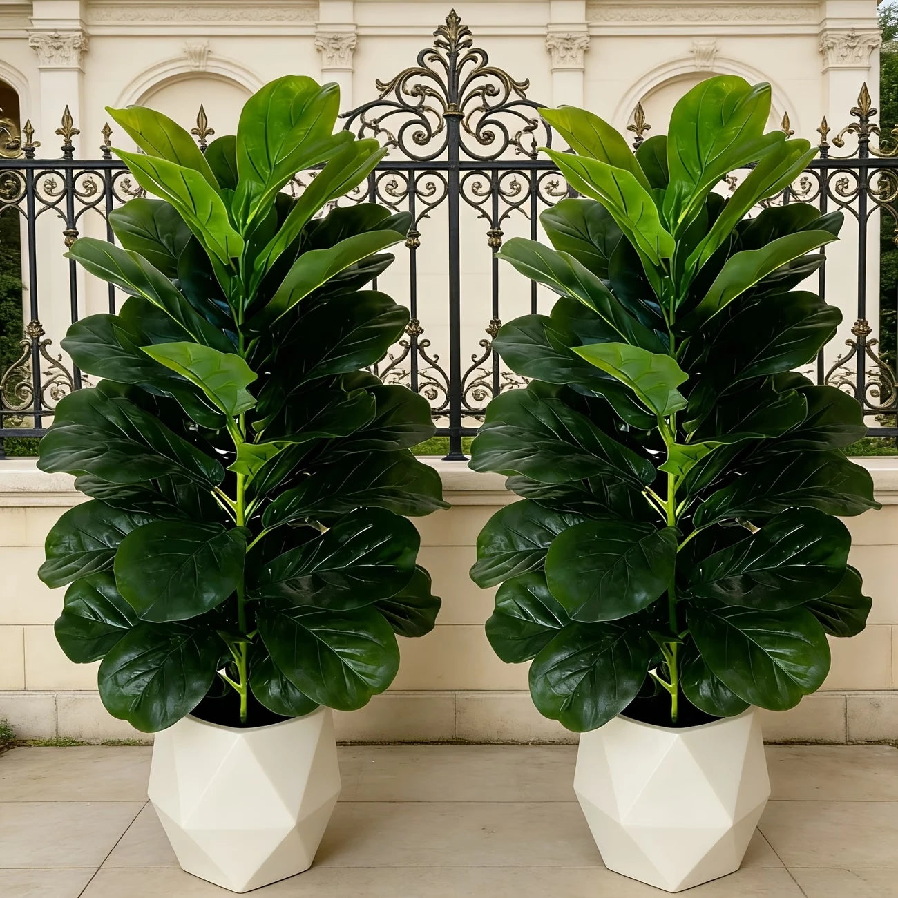 Artificial Fiddle Leaf Fig Tree 2 Pack With Geometric Pot
