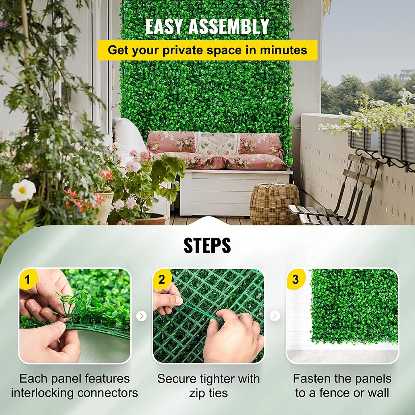 SucceBuy Boxwood Hedge Wall Panels Artificial Plant Wall Decor
