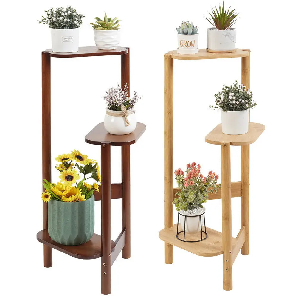 Bamboo 3 Tier Plant Stand Indoor Corner Display Rack