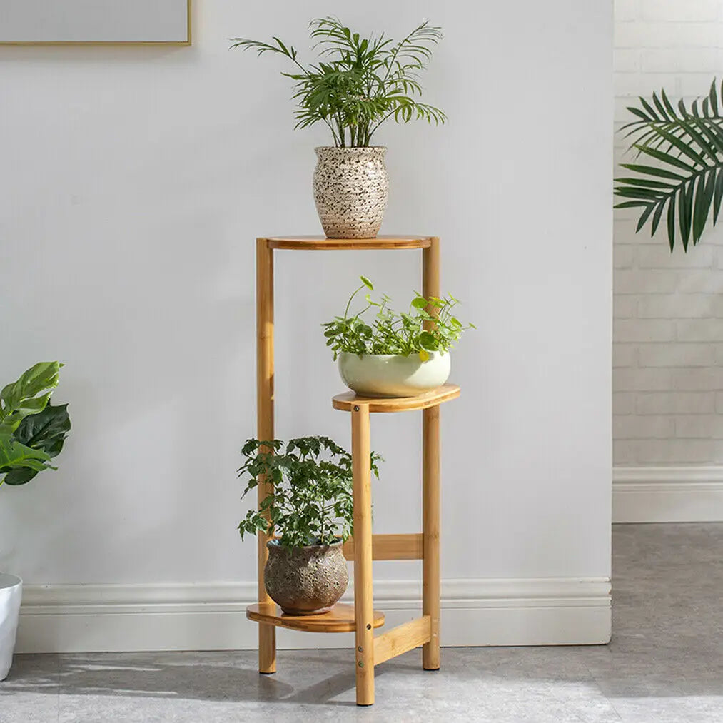 Bamboo 3 Tier Plant Stand Indoor Corner Display Rack