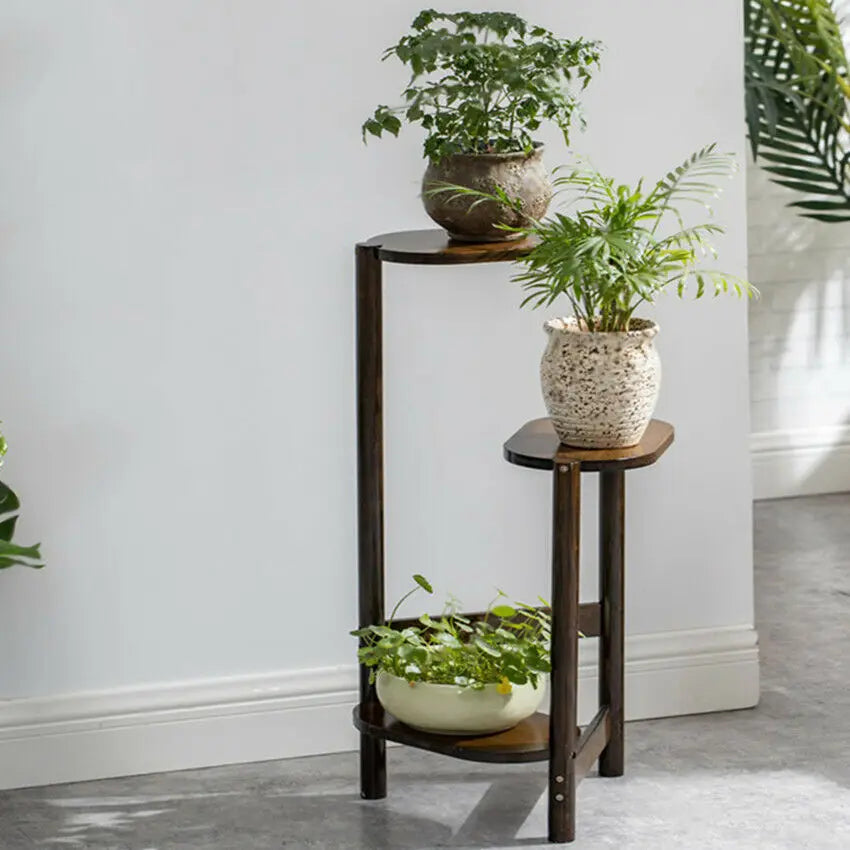 Bamboo 3 Tier Plant Stand Indoor Corner Display Rack