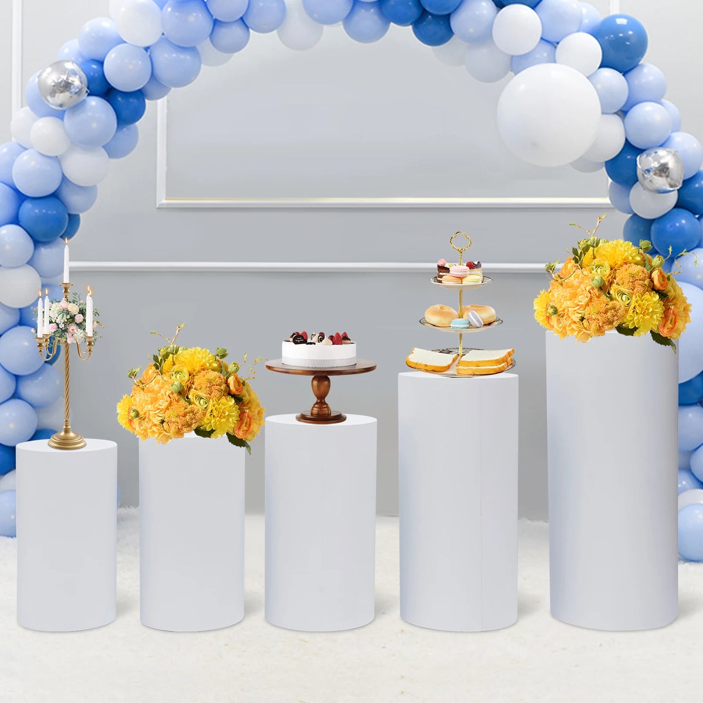 Round Cylinder Freestanding Iron Pedestal Stand For Cake And Flower Displays