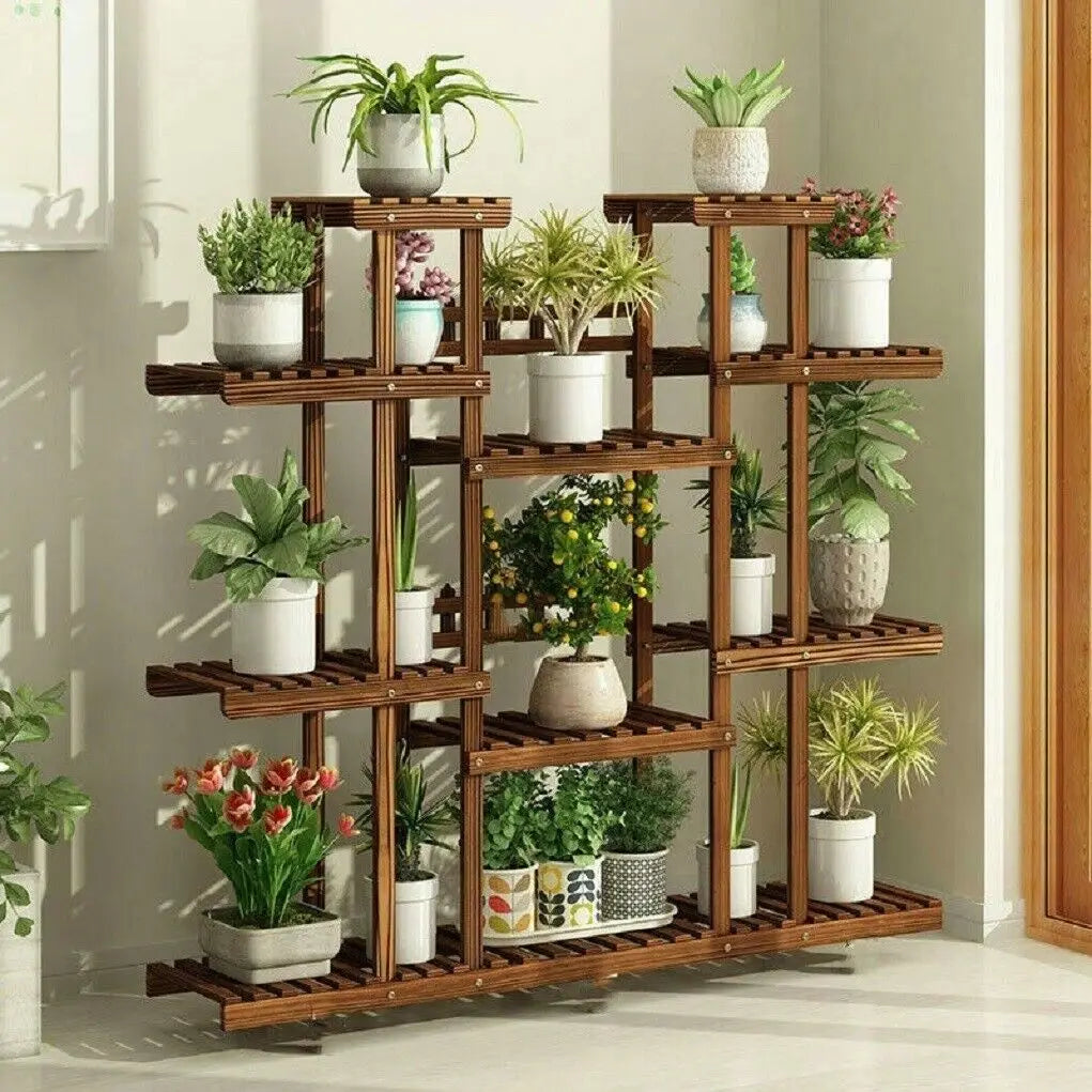 Wisfor Wooden Plant Shelf Multi Tier Flower Pot Stand Outdoor