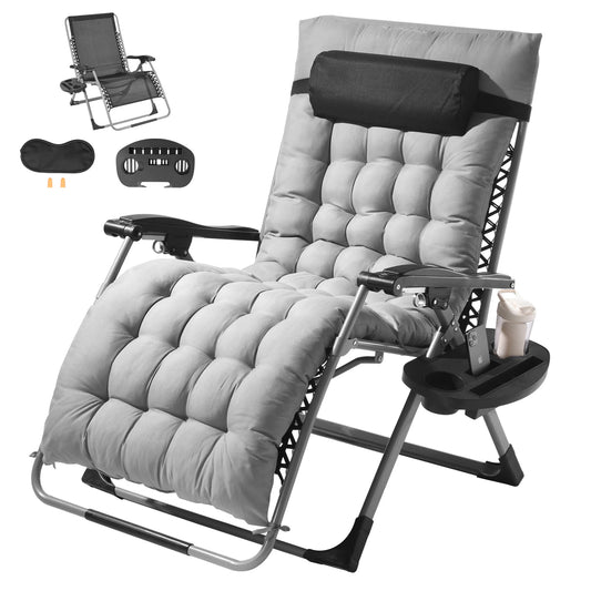 SucceBuy Zero Gravity Chair Outdoor Recliner With Cushion Footrest Cupholder