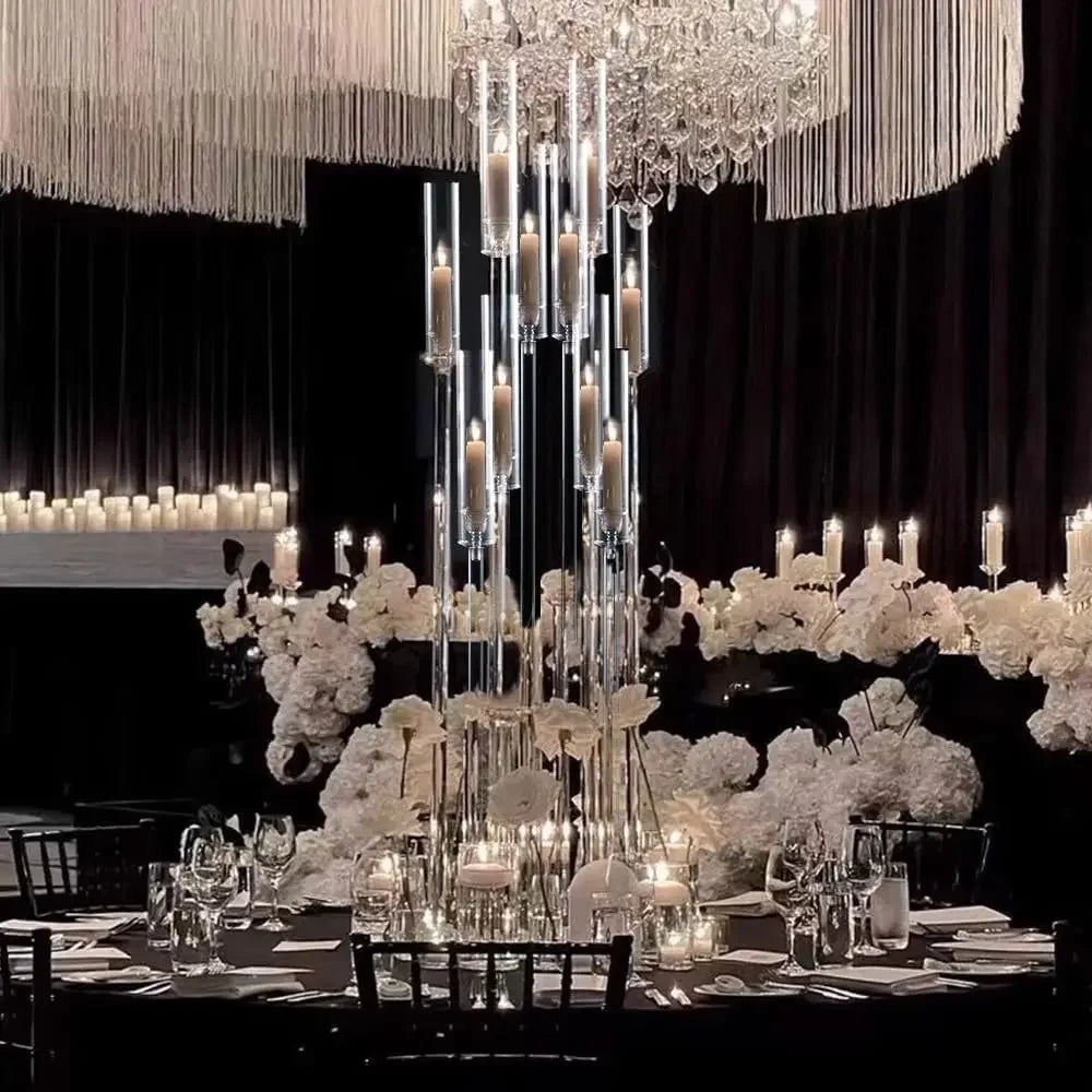 VINCIGANT 10 Arm Acrylic Candelabra Candle Holder For Wedding Tables