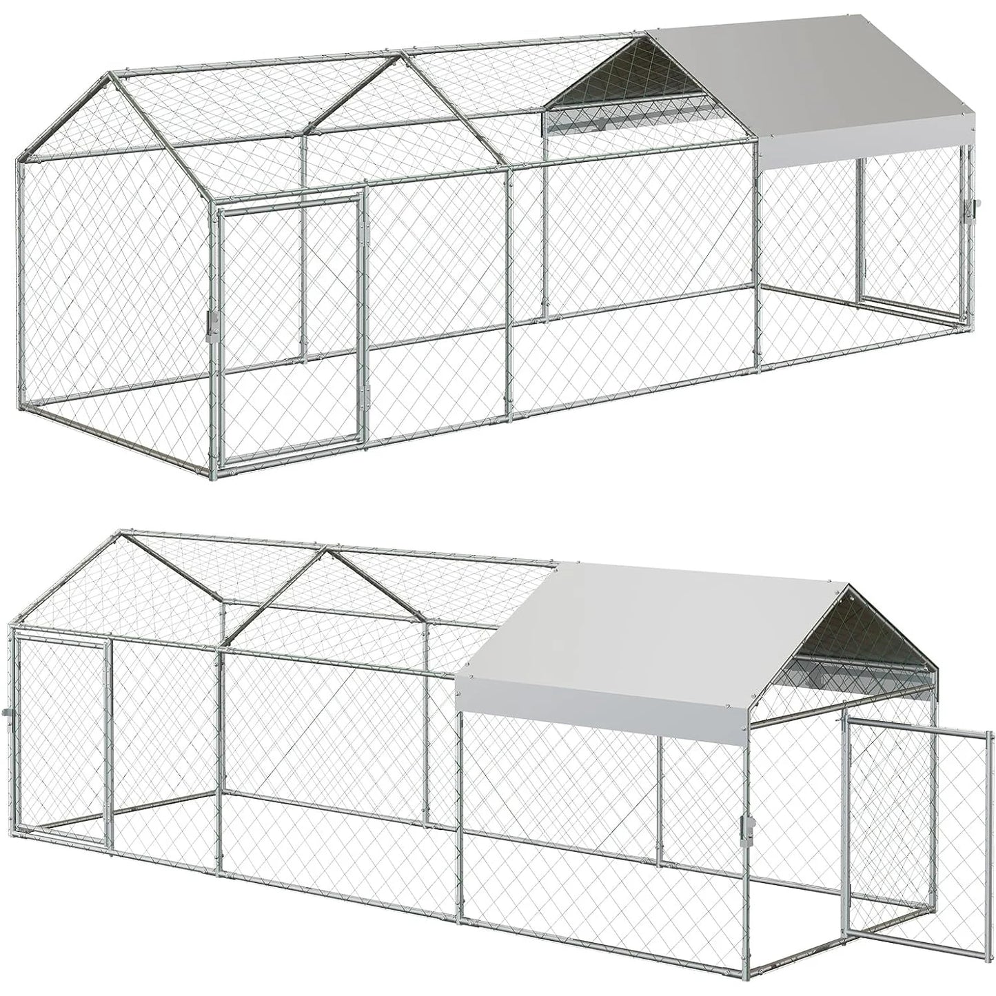 HiMISS Walk In Metal Chicken Coop With Waterproof Cover Poultry