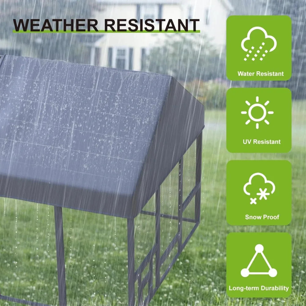 MKDK Chicken Coop Walk In Outdoor Poultry Run With Cover