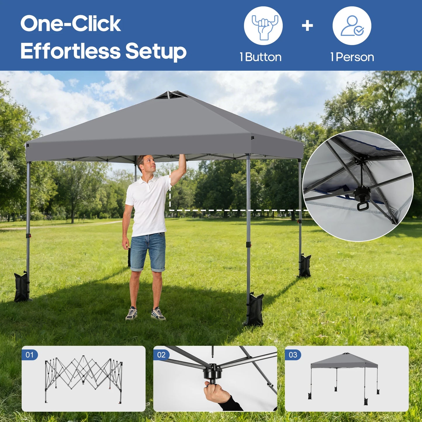 JHK Pop Up Canopy Tent Portable Outdoor Sun Shelter