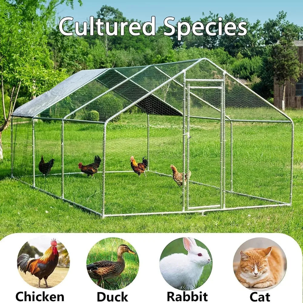 Galvanized Outdoor Chicken Coop With Run Walk In Pen