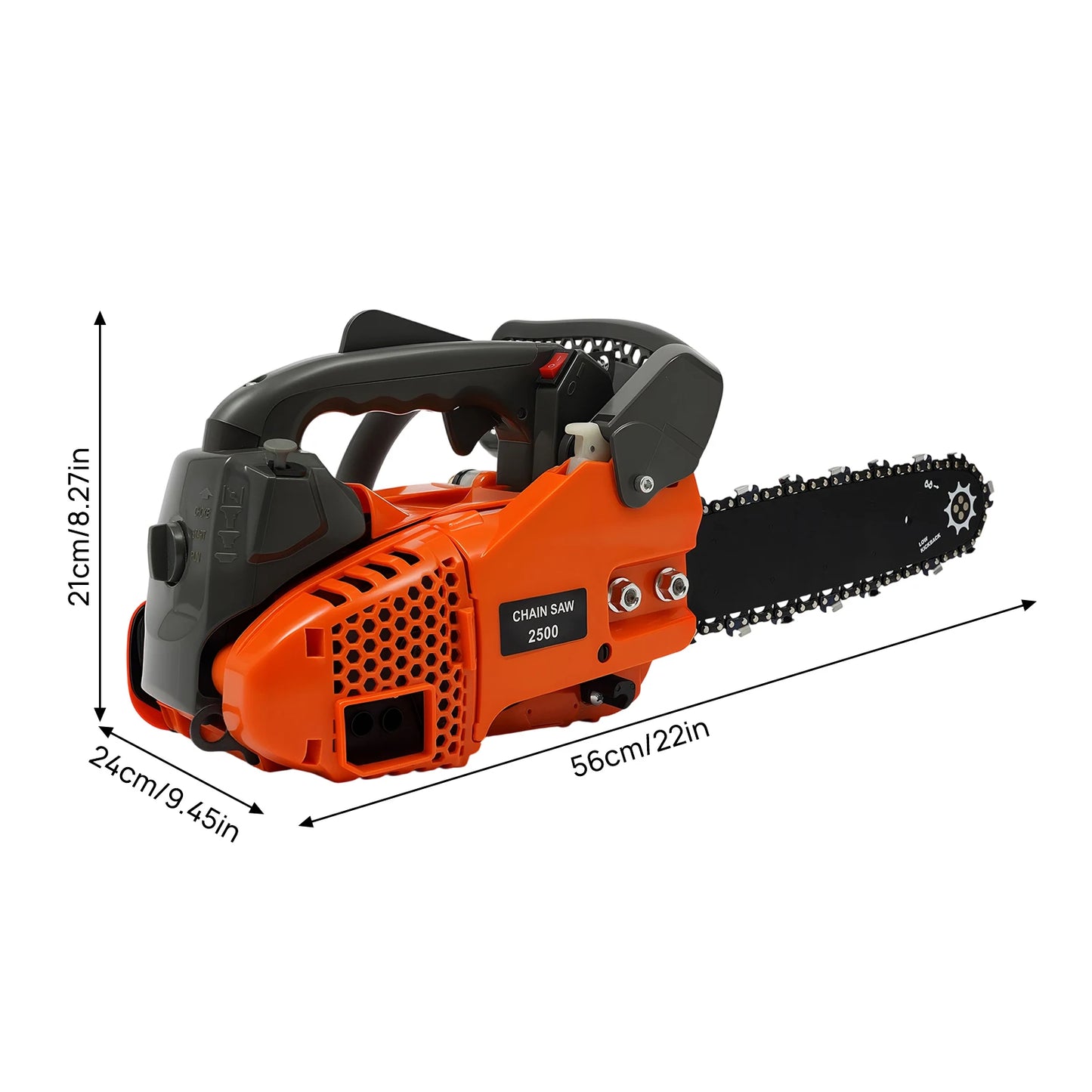 Top Handle Chainsaw 25.4cc Gasoline Two Stroke Engine Woodcutting Tool