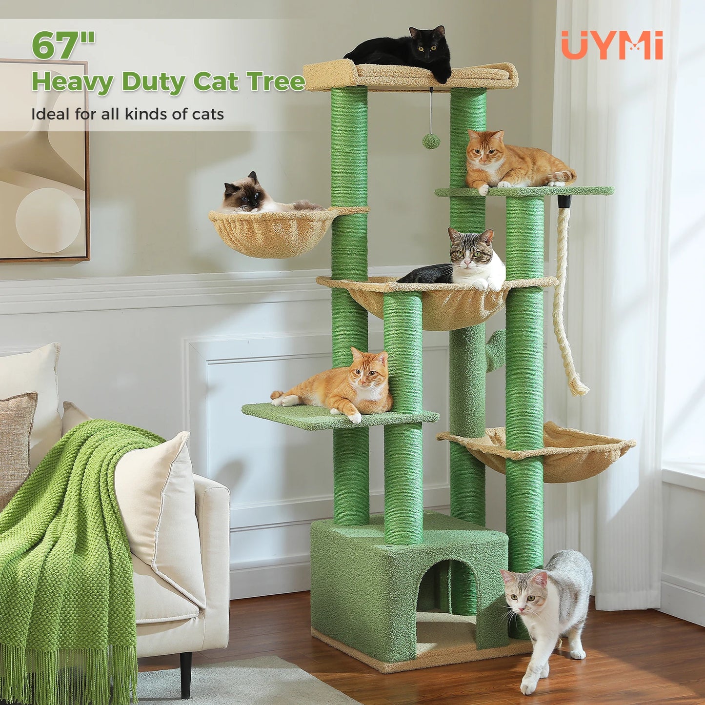 PEQULTICN Multi Level Cat Tree Scratching Posts Condo
