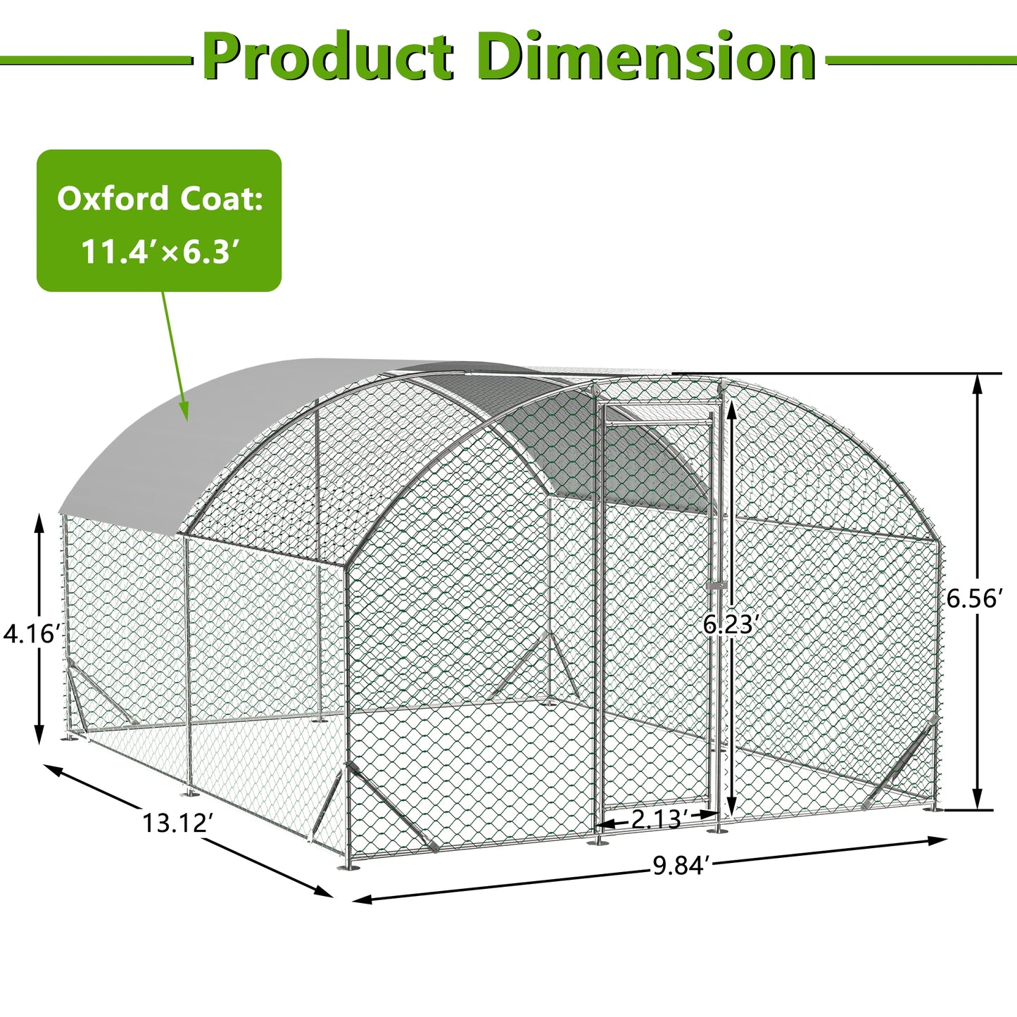 Large Metal Chicken Coop Walk In Dome Shaped Fence Cage With Waterproof UV Cover
