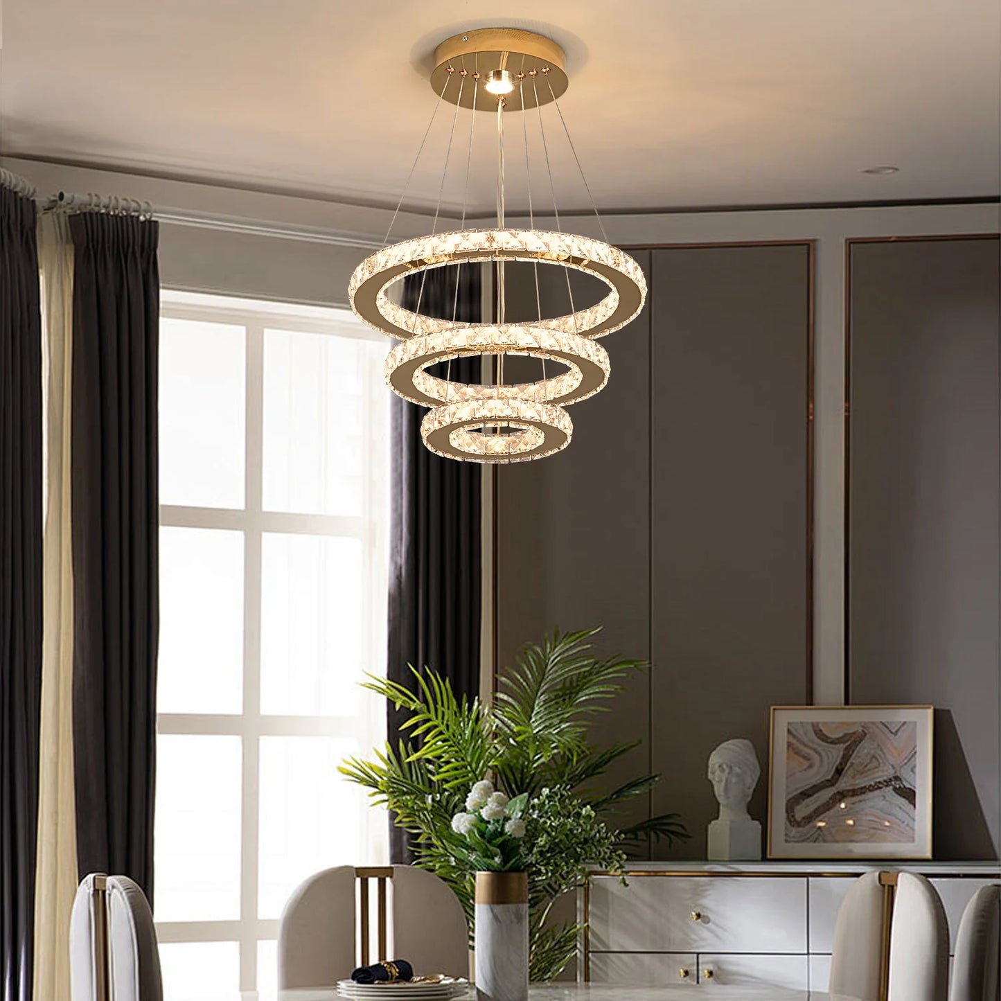 VETRULUS Crystal LED Chandelier for Hall Living Room Ceiling Light