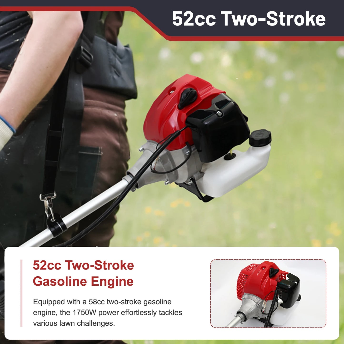 Gas Powered Weed Eater 4 Detachable Trimmer Heads Straight Shaft