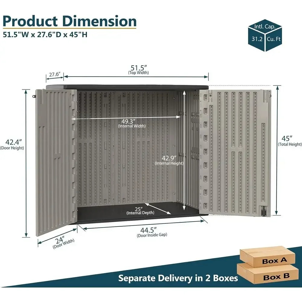 All Weather Outdoor Storage Shed Resin And Metal Construction