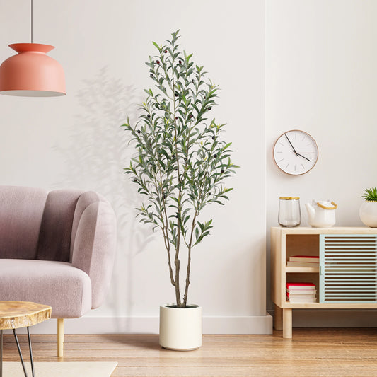KAZEILA CN Artificial Olive Tree Multi Trunk Realistic Branches Planter