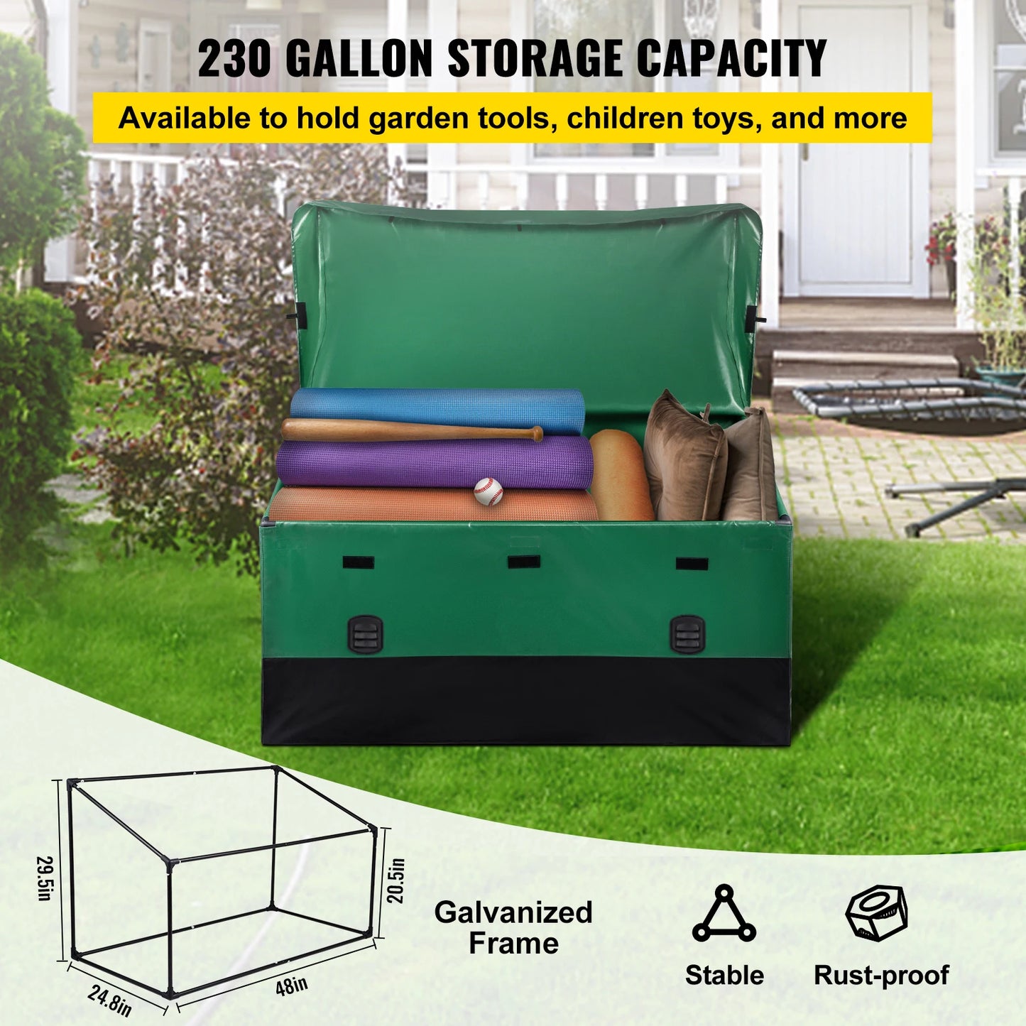 Outdoor Storage Box With Galvanized Frame And Waterproof PE Tarpaulin