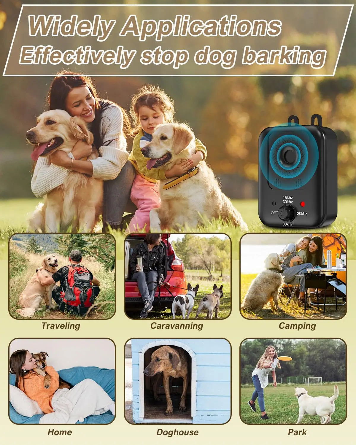 Ultrasonic Bark Deterrent For Dogs Rechargeable Indoor Outdoor Use