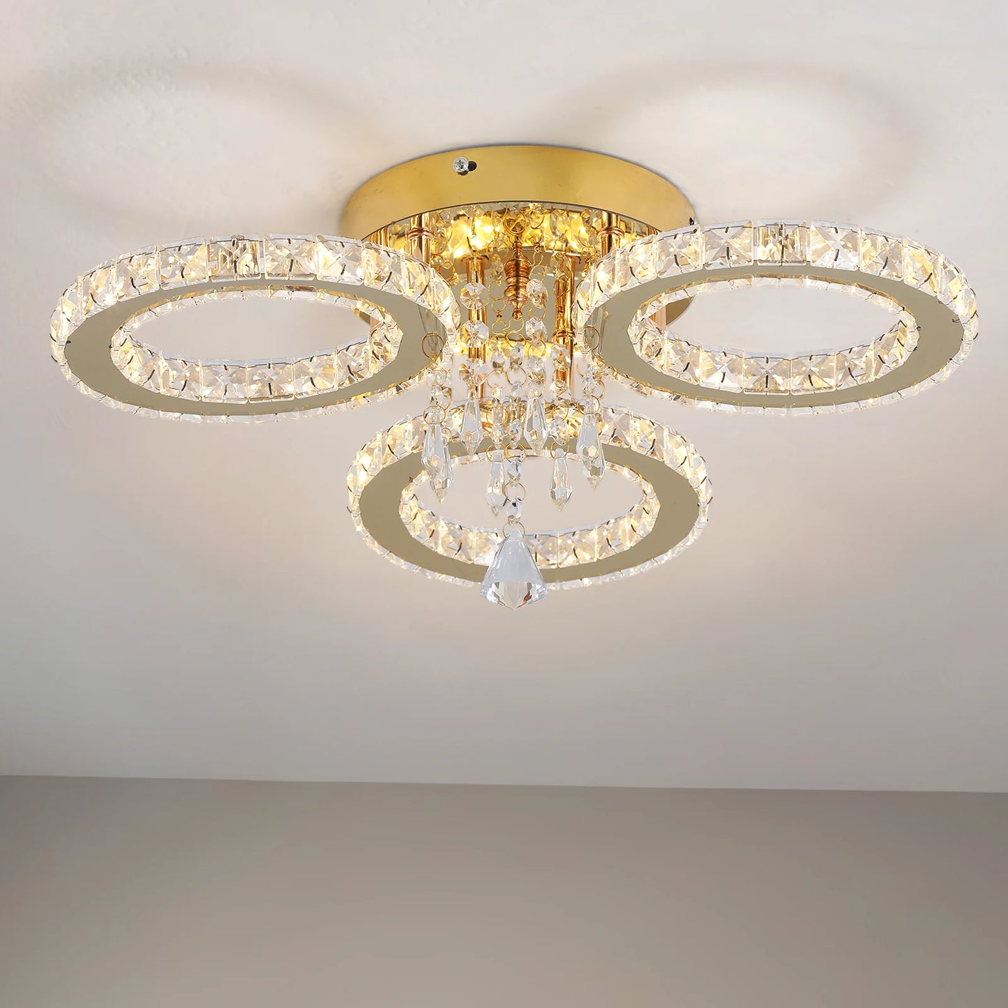 VETRULUS Crystal LED Ceiling Light Chandelier For Living Room