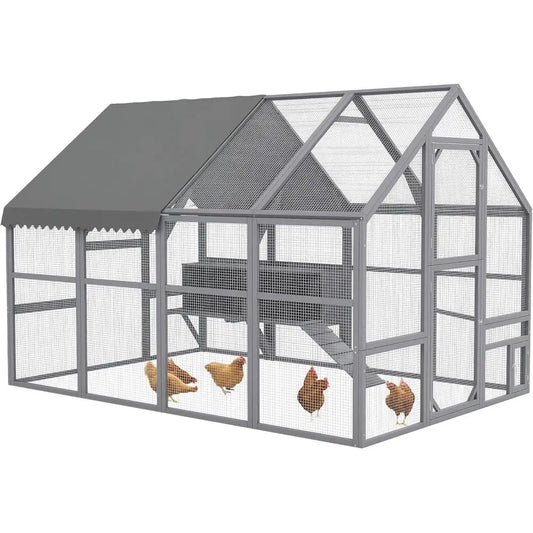 Wooden Chicken Coop Run With Waterproof UV Cover And Walkthrough