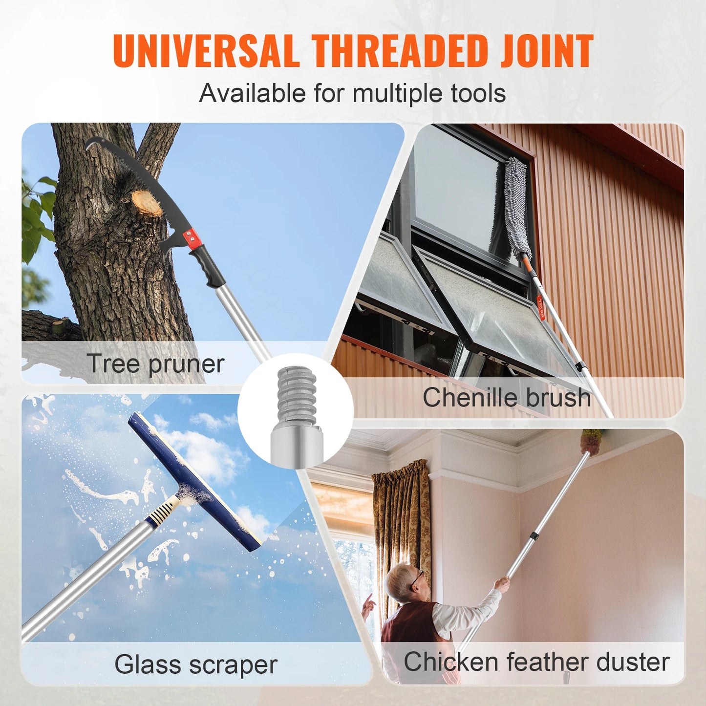 SucceBuy Manual Pole Saw Extendable Tree Pruner Sharp Blade Aluminum Handle