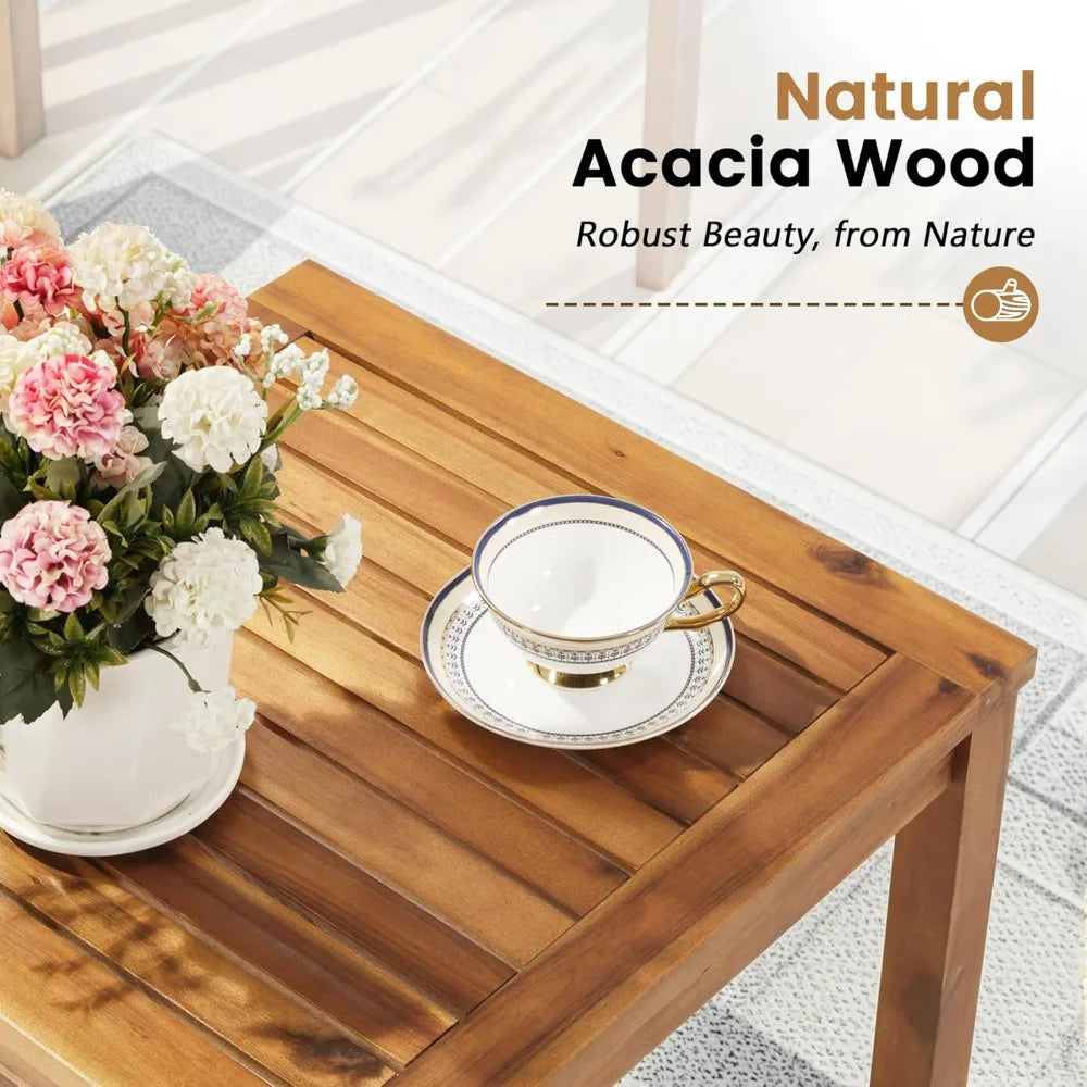 Acacia Wood 3 Piece Patio Set With Coffee Table Cushions