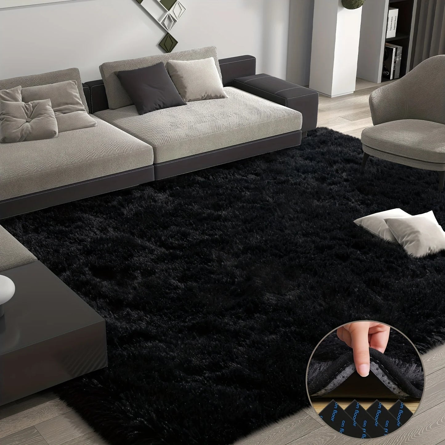 Lux Plush Area Rug With Geometric Pattern 100 Percent Polyester