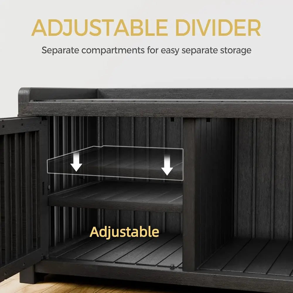 Resin Shoe Storage Bench With Adjustable Shelves For Indoor And Outdoor Use