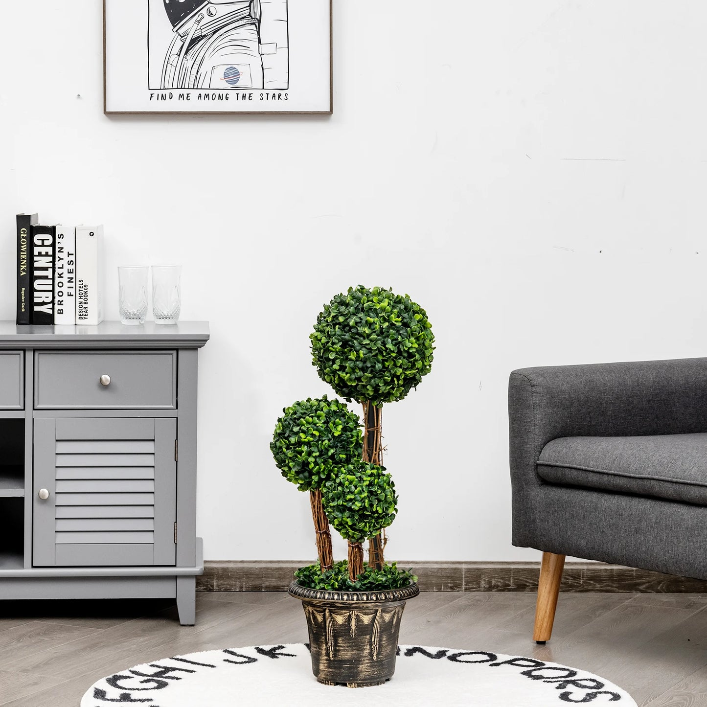 LIFEZEAL Artificial Topiary Triple Ball Tree Indoor Outdoor UV Resistant